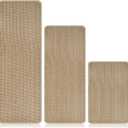 Olgaa Kitchen Rugs Sets of 3 for Floor Non Slip Kitchen Rugs Mats for Kitchen Floor Absorbent and Stain Resistant Kitchen Runner Rugs Rubber Backing Non Skid Washable Rugs Front of Sink (Linen)