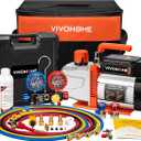 VIVOHOME VG Series AC Vacuum Pump and Gauge Set, 3/4 HP 7.2CFM 2 Stage HVAC Vacuum Pump and 4 Way Manifold Gauge Kit with 5ft Hoses for R134a R12 R22 R502 R410a Auto HVAC Systems Commercial Use