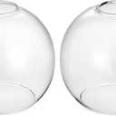 2 Pack Clear Glass Shades Globes, Glass Lamp Shade Covers Replacements for Light Fixtures, 1.65 Inch Fitter Transparent Lampshades for Chandelier Wall Sconces Vanity Lights Pendant Lights