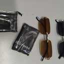 Rimless Sunglasses for Men Women Fashion Small Narrow Rectangle Sun Glasses Shades 90s Eyewear (Gradient Brown+grey)