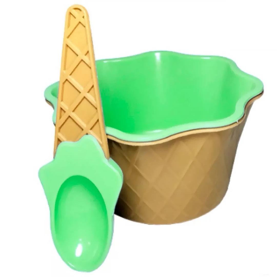 Colorful Ice Cream Bowl Set with Spoon Creative Plastic Sundae Cups for Desserts Mixing and Serving Anti-Fall Design for Parties and Festive Occasions