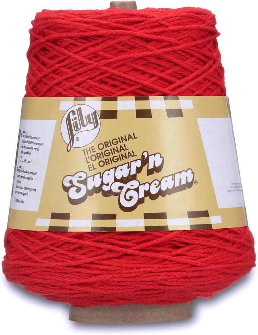 Lily Sugar'n Cream Cotton Cone Yarn, 14 oz, Red, 1 Cone