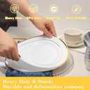 N9R 100 PCS Heavy Duty Gold Dinner Plastic Plates, 10.25 inch White Disposable Plate with Gold Rim, Plates for Party Wedding and Birthday