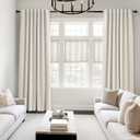 Topfinel Cream Linen Blackout Curtains 84 Inch Long for Bedroom Living Room, Ivory Pinch Pleat Back Tab Full Blackout Drapes Farmhouse Boho Curtains for Window, White Neutral Curtains 52" X 84" 7 FT