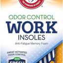 Arm & Hammer Memory Foam Work Insoles for Men and Women, Pair of Anti-Fatigue Memory Foam Inserts with Arch Support for Work Boots, Sneakers, Or Dress Shoes. (1 Pack)