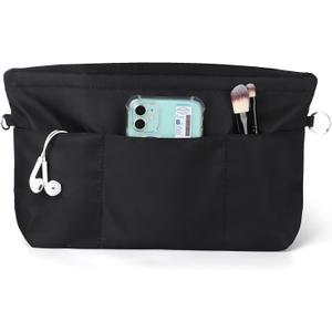 Sightor Nylon Handbag Organizer Insert - Purse Tote Shaper in Bag (Black, Medium)