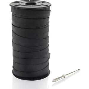 1/2" Black Baraded Elastic Cord/Heavy Stretch Knit Elastic Spool - Bedspread Band (Black, 40 Yard)