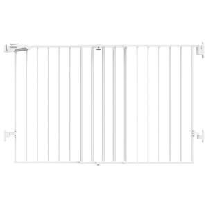 Babelio 31.5-55" No Bottom Bar Baby Gate Extra Wide, 2-in-1 Auto Close Dog Gate for The House, Stairs and Doorways, with Large Walk Thru Door, White (31.5-55" W, 28" H)