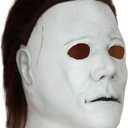 Michael Myers Mask, Halloween Movie Horror Killer Latex Mask, Michael Myers Costume Props for Cosplay (White)