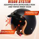 TRIANGLE 3/4 Motorcycle Helmet,Retro Open Face Adults Helmets with Visor,Half Face Moped Helmet for Men & Women,DOT Approved Helmets for Cruiser Scooter(XL)