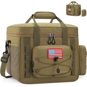 Maelstrom Tactical Lunch Box, Insulated Lunch Bag for Men, Large Durable Leakproof Cooler Bag with Detachable MOLLE Bags, Modern Lunch Tote for Adult Women Work,Picnic,20 Cans/15 L, Khaki