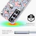 MOSNOVO Case for Samsung Galaxy S24 Plus, [Buffertech 6.6ft Military-Grade Drop Protection] [Anti Peel Off Tech] Clear TPU Bumper Phone Case Cover Design - Pink Sharks