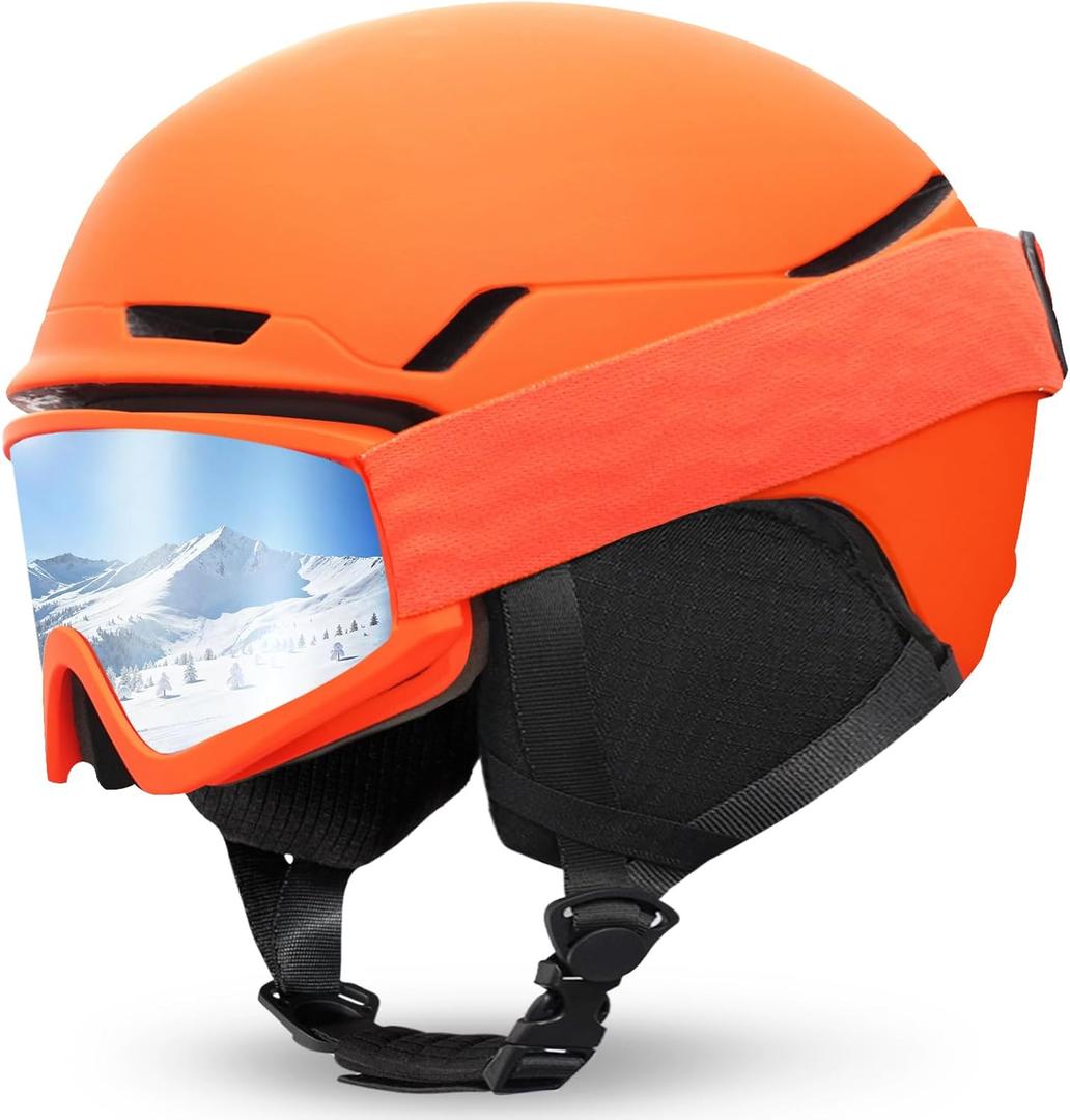 Ski Helmet with Goggles Set,DXH-816 Snowboard Helmet for Adults-with 6 Vents, PC Shell and EPS Foam, Snow Helmets for Men Women Youth (Large)