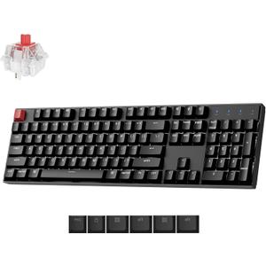 Keychron K10 Version 2 Full Size 104 Keys Bluetooth Wireless Mechanical Gaming Keyboard for Mac Windows with Keychron Super Red Switch White LED Backlight/USB C Wired Computer Keyboard
