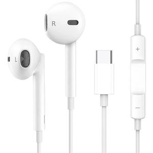 USB C Headphones for iPhone 17/17 Pro/16/16e/15 Pro Max/Plus, Type C Earbuds Wired Earphones (Microphone & Remote Control) Noise Cancelling for lPad Pro, Galaxy S23/S22/S21/Ultra Note10/20, Pixel (White)