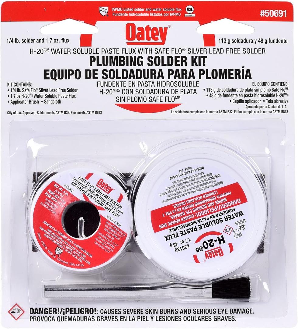 Oatay Plumbing Solder Kit, 1/4 lb solder and 1.7 oz flux