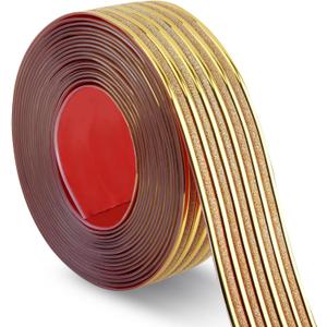 Soengsau Glittery Gold Finish Molding Trim, 196.8" L x 1.97" W Peel and Stick Decoration Strip for Ceiling, Wall, Tile Edge, Furniture Cabinet, Mirror