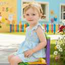 Mioglrie Toddler Girl Summer Outfits Baby 2T 3T Girl Clothes Blue Daisy Girls Spring Outfit Ruffle Sleeveless Top Shorts with Headband 3PCS Clothing Set