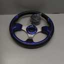 12.5inch Boat Steering Wheel, 3/4 Inch Axle Marine Steering Wheel Adapter, Anti-Slip Carbon Fiber for Boats, Yachts, Pontoon Boats Blue
