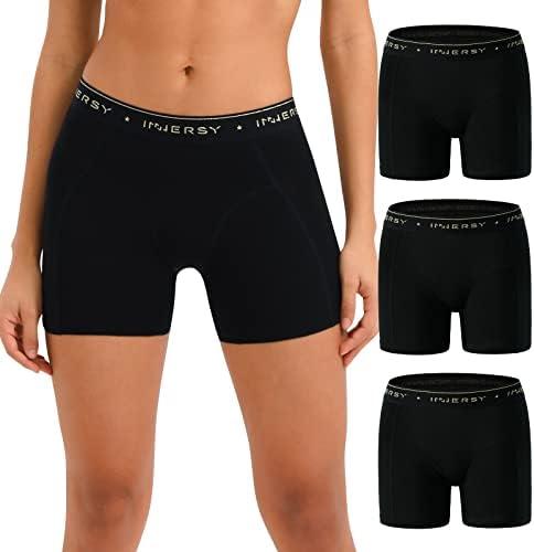 INNERSY Women's 4" Inseam Boxers Briefs Cotton Boyshorts Underwear Ladies Panties Pack of 3 L