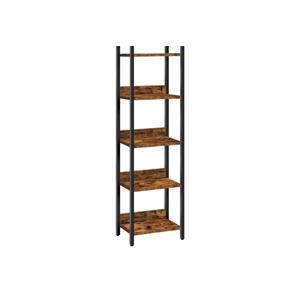 MAHANCRIS Bookshelf, 5-Tier Bookcase, Standing Book Shelf for Small Space, Storage Shelf Organizer, for Living Room, Bedroom, Study, Balcony, Rustic Brown and Black BKHR5501