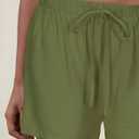 GUOLEZEEV Women Shorts Casual Drawstring Elastic Waist Flowy Linen Cute Y2k Beach Shorts (Green, M)