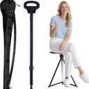 ALEVMOOM Walking Cane with Seat Folding Lightweight, 2-in-1 Cane Stool for Adults, Aluminum Walking Stick with Seat, Portable Stool for Senior, with Carry Bag (Black)