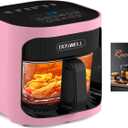 BOSWELL 6 in 1 Glass Air Fryer,4.5QT Air Fryer with Transparent Glass Pot,Circulating Air Heating, Bake, Broil, Air Fry, Temperature Control, Dishwasher Safe (Pink)