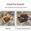 Stained Bamboo Granite Cooking Slab for Steak, Grill Stone Set for BBQ/Meats/Hibachi/Parties, Indoor Cooking