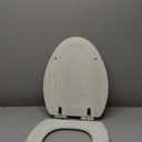 Toilet Seat, Slow Close, Premium Moulded Wood, Quick Release, White Ash Grain Look, PIKLiDS, Laminated Woodgrain Finish (Round)