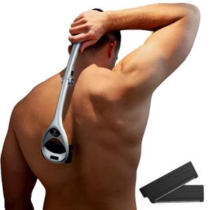 Bakblade 2.0 SilverBak Back Shavers for Men: DIY Hair Shaver, Safety Blade Technology & Ergonomic Handle, Wet & Dry Shaving (Extra Blades Included)