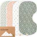 KeaBabies 4-Pack Baby Burp Cloths Baby Girl, Boy - Organic Cotton Burp Cloth, Extra Large, Absorbent, Soft Burping Cloths & Bibs Set for Babies, Newborn Burp Clothes, Thick Burp Rags (Fleur)