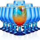 Patelai Set of 12 Water Goblet, 13.5 oz Drinking Glasses Bulk Dishwasher Safe, Stemmed Water Glass for Juice Wine Beer Tea Cold Beverages, Reusable Glassware for Home Party Restaurant (Cobalt Blue)
