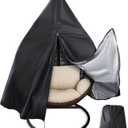 Egg Chair Cover for 75"x45" Outdoor Hanging Egg Chair With Stand, High-Density Oxford Fabric with Rain Protection, Zippered Weather-Resistant Patio Cover, Waterproof Black with Storage Bag