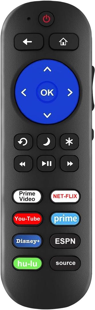 Pack of 2 IR Remote for Roku TV Remote, for All Roku Built-in TV, for TCL/Onn/Insignia/Hisense/Element/Sharp/Haier/Hitachi/LG/Sanyo/JVC/Magnavox/RCA/Philips/Westinghouse with Anti-Lost Cover