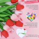 Valentine's Day Decorations-15 Artificial Tulips with 240 Conversation Hearts Vase Filler Set, Sweet Floral Arrangement Valentines Decor for Home, Mantel Wedding Anniversary Party (Red)