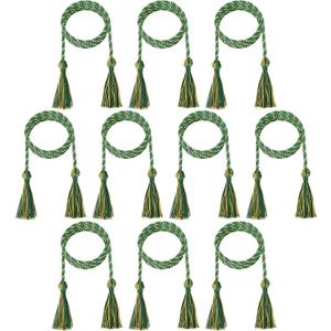 10 Pieces Graduation Cords Polyester Graduation Honor Braided Cords with Sewing Tassels for Bachelor, Master, Doctor 68" Long (Emerald Green Gold)