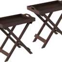 Lavish Home Folding TV Tray Table Set of 2 - Contemporary Side Table with Removable Tray Top for Food Serving, Meals, or Decor in Living Room, Bedroom, or Home Office (Brown)
