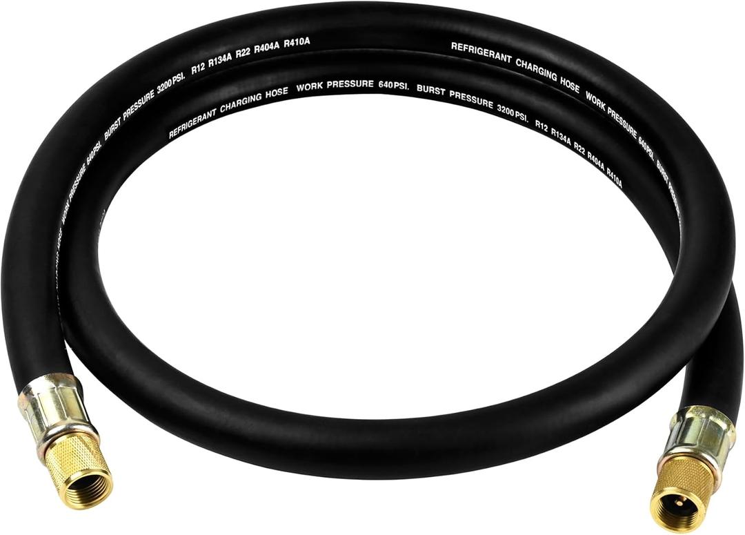 Upgraded HVAC Vacuum Hose,Standard 1/2" to 1/2" Flare Fittings, High-Flow Vacuum Certified Refrigerant Hose, 20 Microns, Faster Evacuation and Recovery, 6-Feet, Black