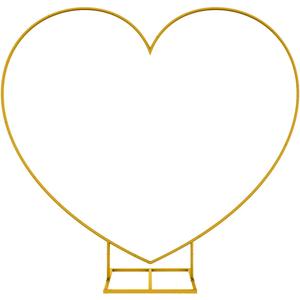 LANGXUN Large Size Metal Balloon Arch Kit, Wedding Heart Arch Stand, Love Balloon Column Arch Frame for Wedding, Bridal, Valentine's Day, Engagement and Birthday Party Supplies (Gold)