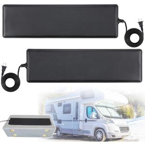 RV Tank Heater Pad - 7.25x25in Thermostat Thicken Heating Mat for Winter Camper Trailer Up to 50 Gallons Fresh/Gray/Black Water Tanks Antifreezing, 120V 60W, 10ft Power Cord (7.25x25in, Black)