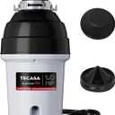 1 HP Garbage Disposal with Sound Reduction, TECASA Food Waste Disposer for Kitchen Sink, Septic Safe Garbage Disposal, Power Cord Included, Grey and Black -HyperCrush 1 HP