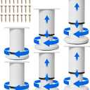 6 Pcs Adjustable Height Furniture Support Legs [with Screws] 3.15-4.72 inch, Metal Heavy Duty Furniture Replacement Legs for Chair/Bed/Sofa/Cabinet/Couch/Dresser/Bed/Table (White)