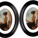 2 Pack 5x7inch Vintage Oval Picture Frame Photo Frame Table Top Display and Wall Hanging Home Decor, Old Fashioned Photo Gallery Art Decor