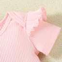 Baby Girl Summer Clothes Outfits Short Sleeve Cute Romper Overall Skirt Dress Headband 3PCS Newborn Outfit (Pink),  0-3 Months