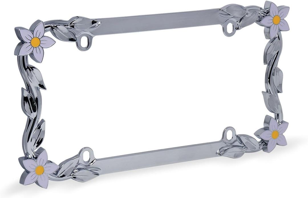 Cruiser Accessories 19130 Daisy License Plate Frame, Chrome/Painted