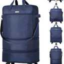 Hanke Suitcases with Wheels Expandable Foldable Luggage Bag Suitcase Collapsible Rolling Travel Bag Duffel Bag for Men Women Lightweight Suitcases without Telescoping Handle, Blue (Blue Upgrade Version)