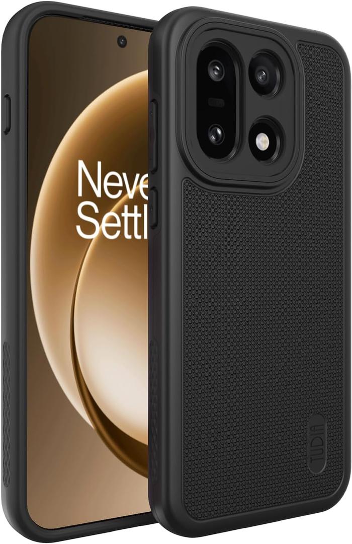 TUDIA MergeGrip [Military Grade] for OnePlus 15 5G Case (2025)  [Drop Tested] Dual Layer Shockproof Slim Rugged Heavy Duty Tough Protective Phone Case Cover (Black) (Basic)