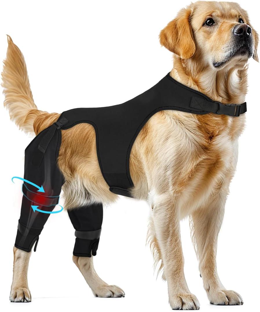 Supet Dog Rear Leg Sleeve to Stop Licking- Potty-Friendly for TPLO ACL Surgery Leg Injuries, Chew Resistant Washable Recovery Sleeve, for Male and Female Pets (S) (Matte Black)