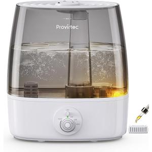 Provirtec 6.5L Stay Clean Tank Humidifier for Large Room, Low Maintenance, Top Fill Design, Ultra Quiet 65H Runtime, Cool Mist Ultrasonic for Bedroom, Home, Plants HC12